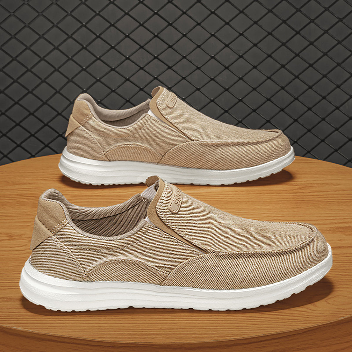 Letter Patched Slip on Loafers Unisex Canvas Shoes Casual Sneakers
