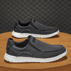 Letter Patched Slip on Loafers Unisex Canvas Shoes Casual Sneakers