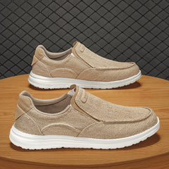 Letter Patched Slip on Loafers Unisex Canvas Shoes Casual Sneakers