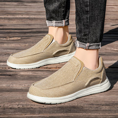 Letter Patched Slip on Loafers Unisex Canvas Shoes Casual Sneakers