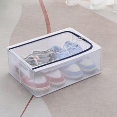 1pc Folding Shoe Box With Zipper Lid Stackable Shoe Storage Bag Dust Proof