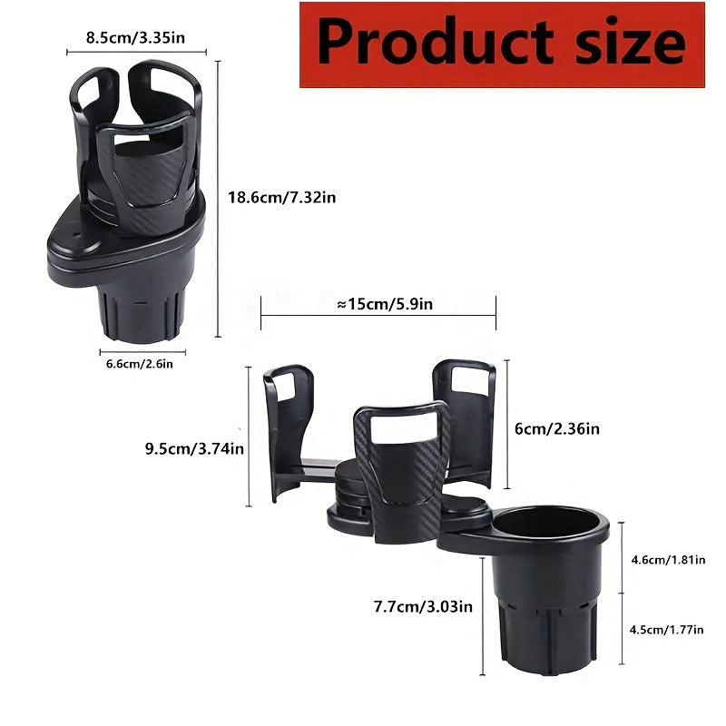 Car Cup Holder Expander 2-in-1 Rotating Bracket for 20oz Bottles & Cups