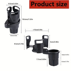 Car Cup Holder Expander 2-in-1 Rotating Bracket for 20oz Bottles & Cups