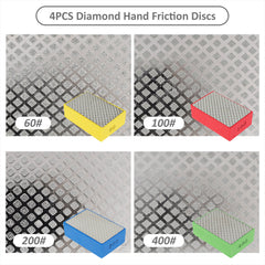 4pcs Diamond Hand Polishing Pad 60 100 200 400 Grinding Pad Glass Marble Con
