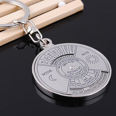 Vintage Car Key Ring 50 Years Perpetual Calendar Silvery Alloy Pendant