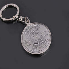 Vintage Car Key Ring 50 Years Perpetual Calendar Silvery Alloy Pendant