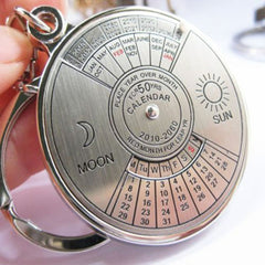 Vintage Car Key Ring 50 Years Perpetual Calendar Silvery Alloy Pendant