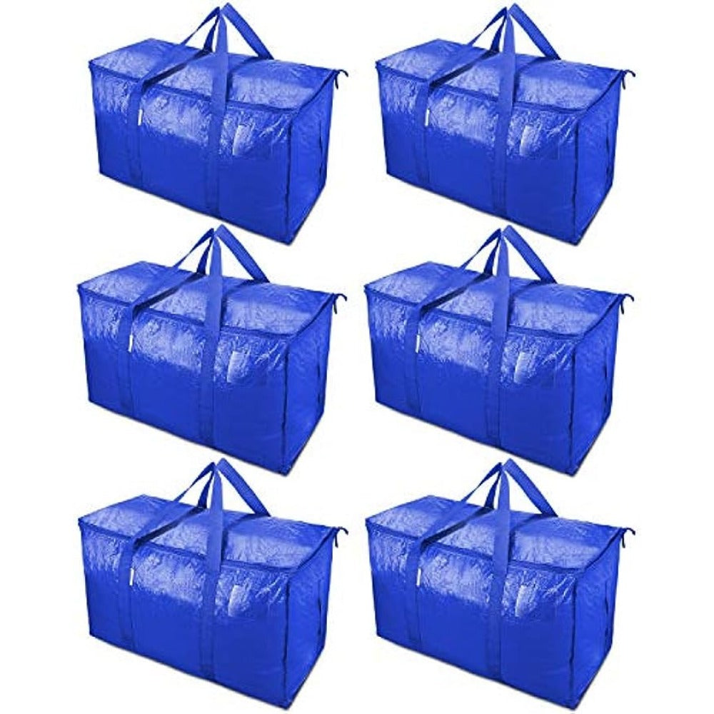 6pcs Extra Large Moving Bags with Zippers & Handles Heavy Duty Storage Tote