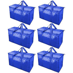 6pcs Extra Large Moving Bags with Zippers & Handles Heavy Duty Storage Tote