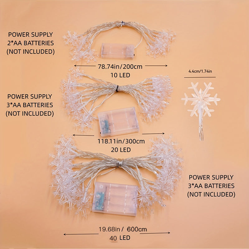 LED Christmas Snowflake String Lights Holiday Decor