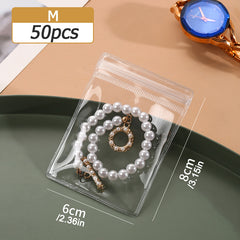 50pcs Clear Jewelry Anti Oxidation Zipper Bags for Rings Earrings
