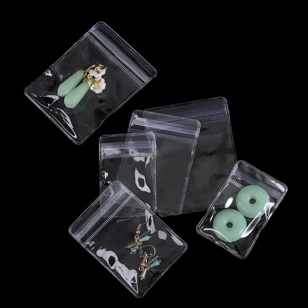 50pcs Clear Jewelry Anti Oxidation Zipper Bags for Rings Earrings