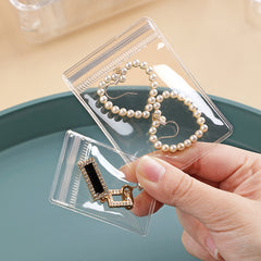 50pcs Clear Jewelry Anti Oxidation Zipper Bags for Rings Earrings