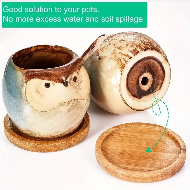 2pcs Wooden Trays Plant Saucer For Flower Pot Home Decor