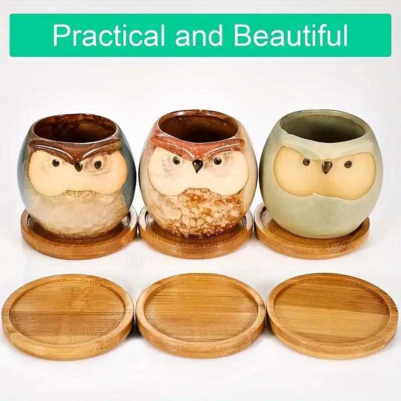 2pcs Wooden Trays Plant Saucer For Flower Pot Home Decor