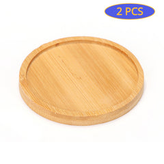 2pcs Wooden Trays Plant Saucer For Flower Pot Home Decor