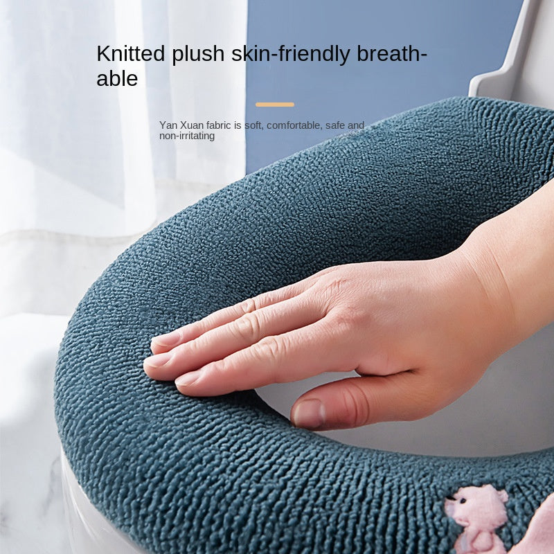 Thick Toilet Seat Cushion for Patient, Warm Knitted Cover, Washable