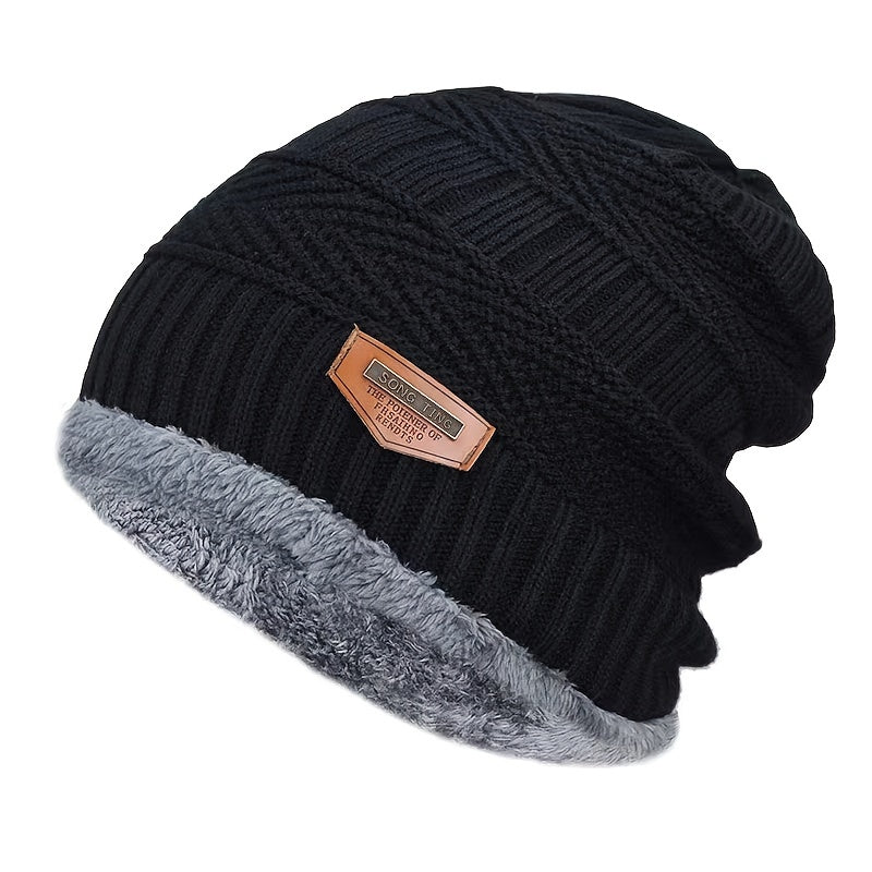 Unisex Winter Fleece Beanie Hat Thick Knitted Hat