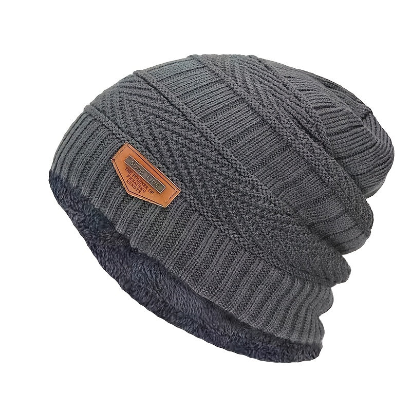Unisex Winter Fleece Beanie Hat Thick Knitted Hat