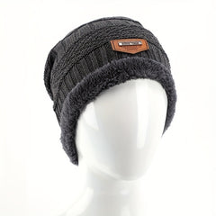 Unisex Winter Fleece Beanie Hat Thick Knitted Hat