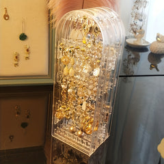 Foldable Jewelry Display Rack with 2 Doors Transparent Case