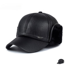 Leather Windproof Baseball Cap For Elderly