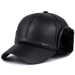 Leather Windproof Baseball Cap For Elderly
