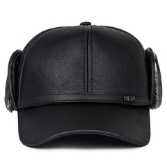 Leather Windproof Baseball Cap For Elderly