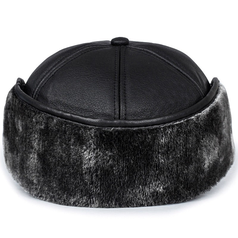 Leather Windproof Baseball Cap For Elderly