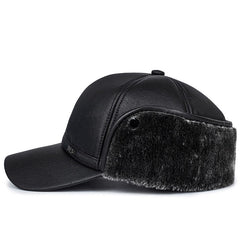 Leather Windproof Baseball Cap For Elderly