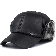 Leather Windproof Baseball Cap For Elderly
