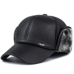 Leather Windproof Baseball Cap For Elderly
