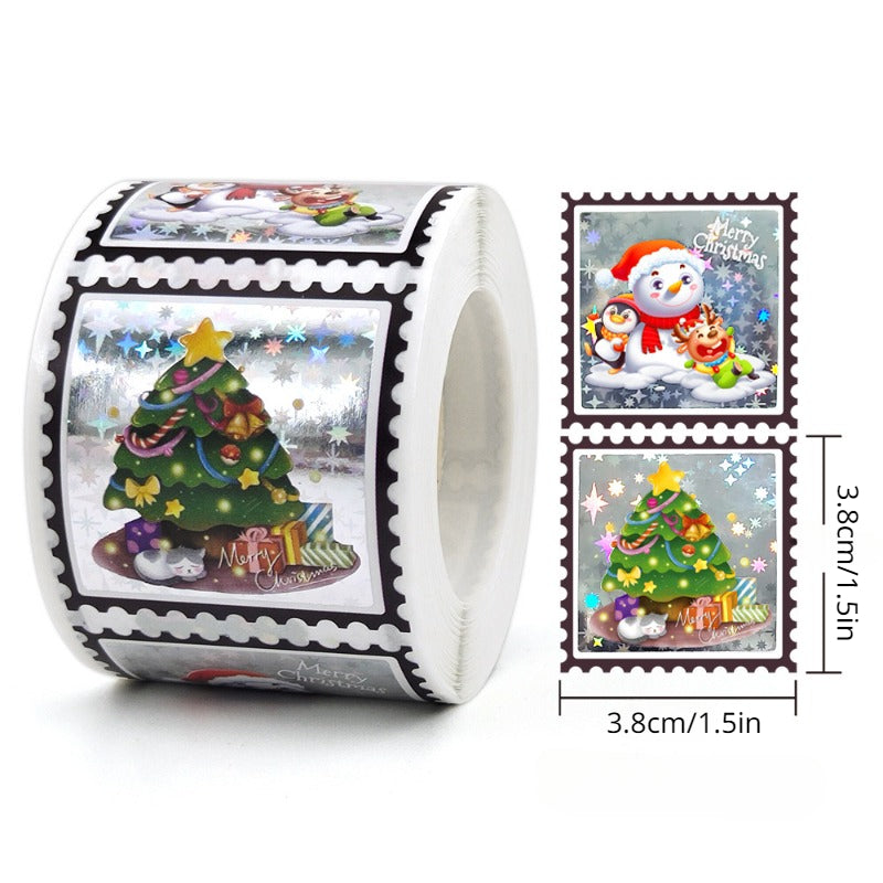 300pcs Christmas Stickers Roll - Candy Bag Decoration Gift Decorations