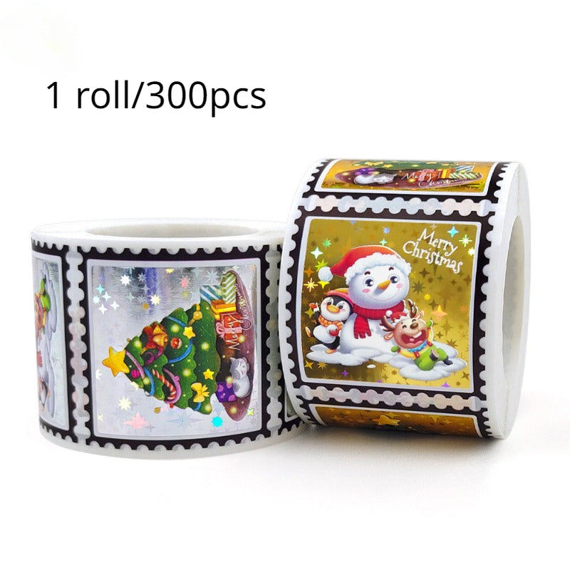 300pcs Christmas Stickers Roll - Candy Bag Decoration Gift Decorations