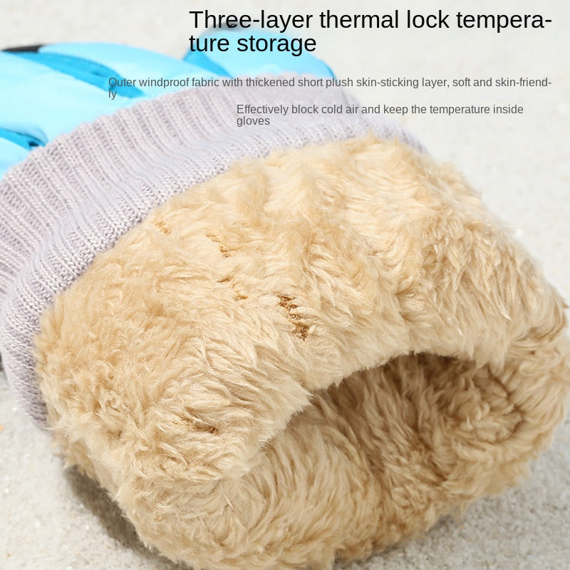 Winter Kids Skiing Gloves Windproof Coldproof Cartoon Warm Keeping