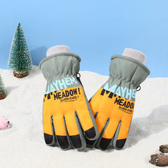 Winter Kids Skiing Gloves Windproof Coldproof Cartoon Warm Keeping