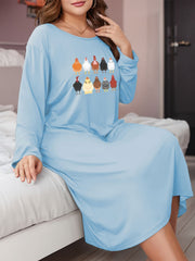 Rooster Print Long Sleeve Lounge Dress