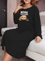 Plus Size Lounge Dress Women's Long Sleeve Tee Sleep Dress