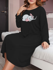 Elephant Print Long Sleeve Lounge Dress