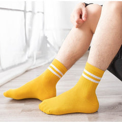 Men's Striped Mid Tube Cotton Socks for Sports