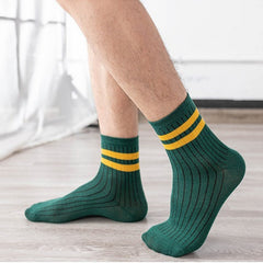 Men's Striped Mid Tube Cotton Socks for Sports