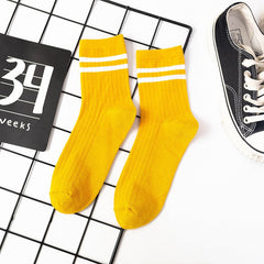 Men's Striped Mid Tube Cotton Socks for Sports