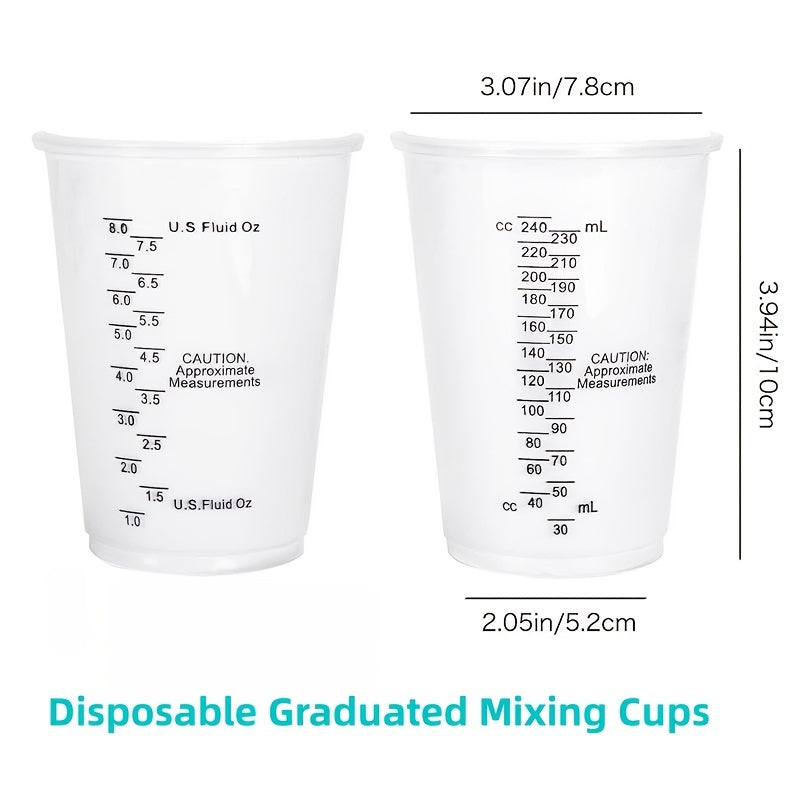 50pcs 8oz Disposable Paint Mixing Cups With Scale High Temperature Resistant