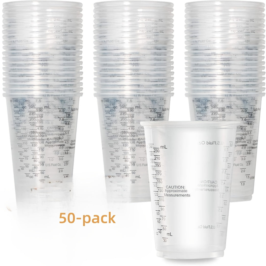 50pcs 8oz Disposable Paint Mixing Cups With Scale High Temperature Resistant