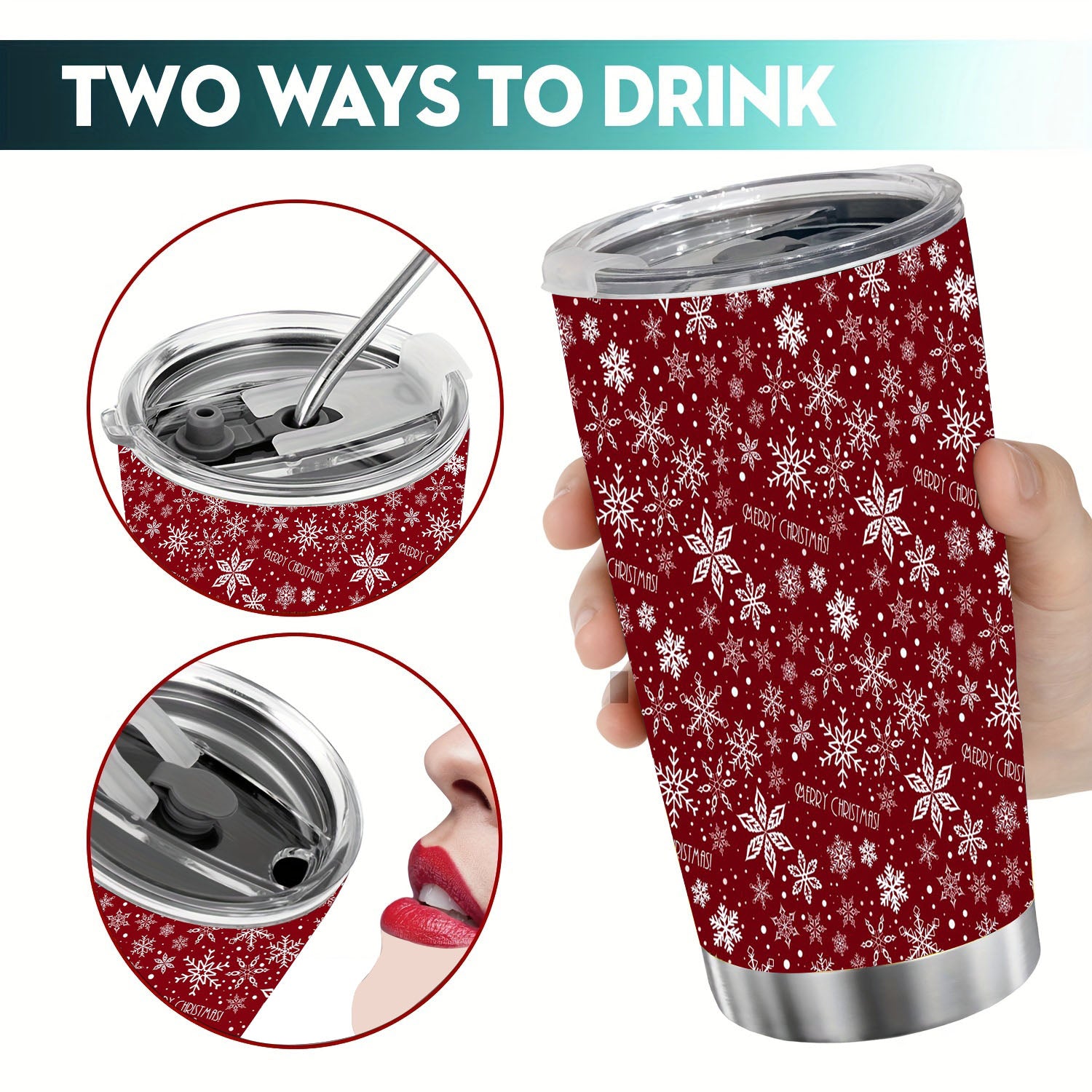 Christmas Series Travel Mug 20oz Leakproof Insulated Coffee Cup Stainless Steel
