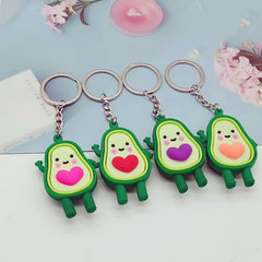 Cartoon Avocado Keychain With Heart Pattern Bag Pendant