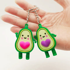 Cartoon Avocado Keychain With Heart Pattern Bag Pendant