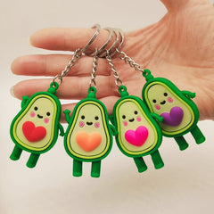 Cartoon Avocado Keychain With Heart Pattern Bag Pendant