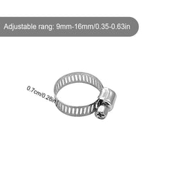 20pcs Stainless Steel Pipe Clamps 9mm 16mm Hose Clips Adjustable