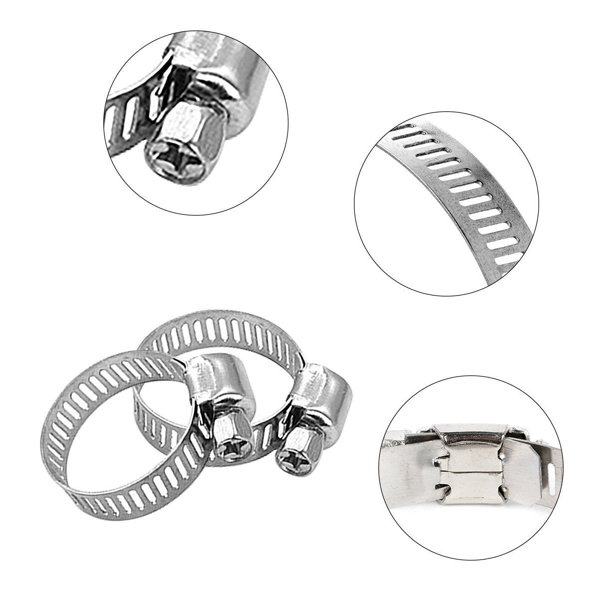 20pcs Stainless Steel Pipe Clamps 9mm 16mm Hose Clips Adjustable